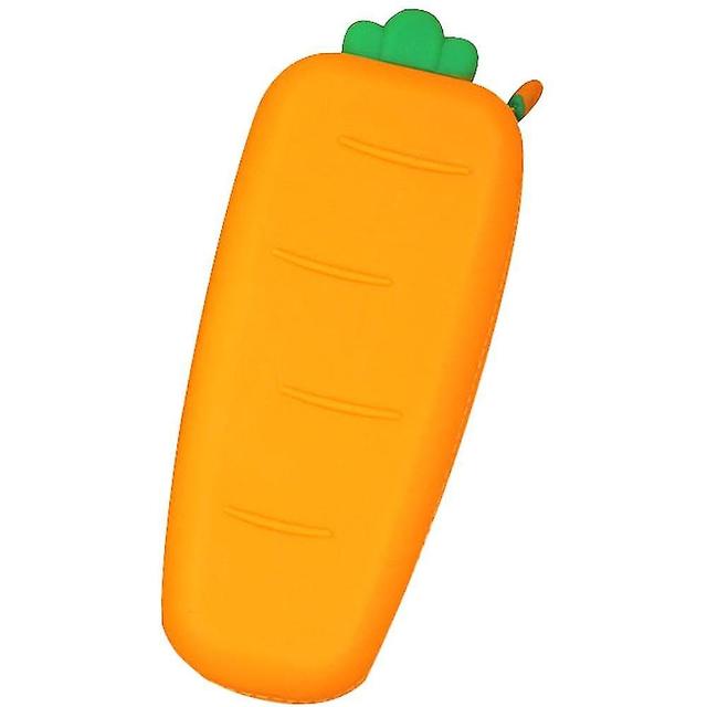 Cute Carrot Pencil Case - Large Capacity Soft Silicone Carrot Pen Pouch Forme on Productcaster.