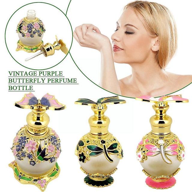 Szkxv Vintage Purple Butterfly Perfume Bottle Ladies Essential Reusable Oil 15ml C on Productcaster.