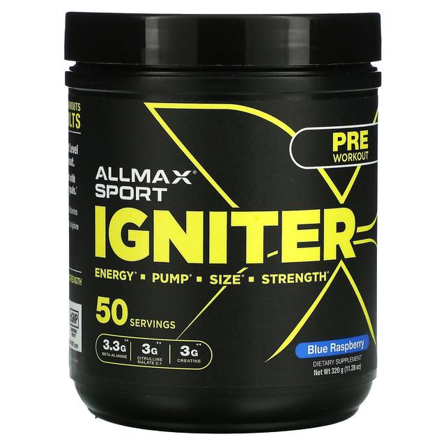 ALLMAX, sytytin, harjoittelua edeltävä, sininen vadelma, 11,28 oz (320 g) on Productcaster.