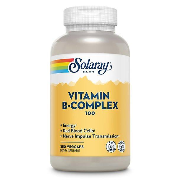 Solaray vitamín B-komplex 100 mg, zdravá energia, tvorba krvných buniek & podpora prenosu nervových impulzov, 250 vegcaps on Productcaster.