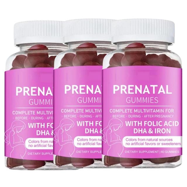 60 ct prenatálnych gumičiek s kyselinou listovou, dha, železom a multivitamínmi na výživu vášho dieťaťa 3PCS on Productcaster.