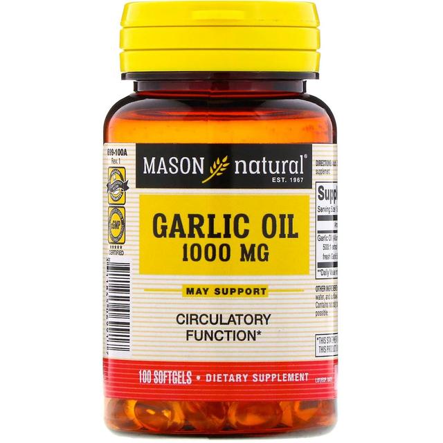 Mason Natural, Garlic Oil, 1000 mg, 100 Softgels on Productcaster.