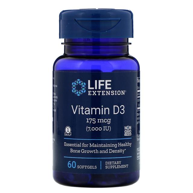 Life Extension Livsförlängning, Vitamin D3, 175 mcg (7,000 IE), 60 Softgels on Productcaster.