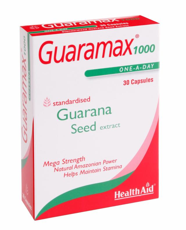 Health Aid Guaramax 1000 (Guarana Extract 1000mg) - Blister Pack, 30 Capsules on Productcaster.