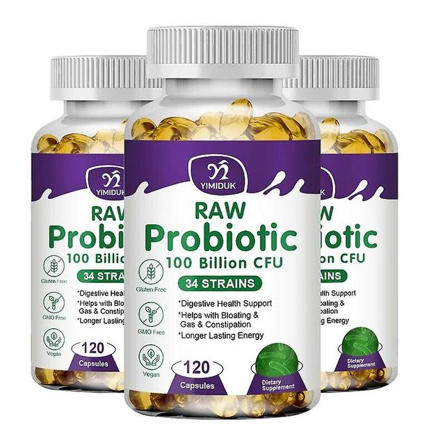 Visgaler Raw Probiotic Capsule 100 Billion Cfu Digestive Enzyme Helps Stomach Digestion And Immune System Accelerate Metabolism 3 Bottles 120 pcs on Productcaster.