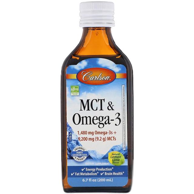 Carlson Labs, MCT & Omega-3, Naturlig citronlime, 6,7 fl oz (200 ml) on Productcaster.