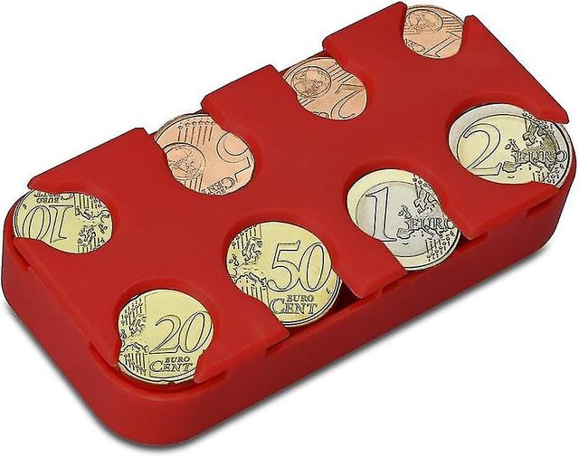 Organiseur Pices de Monnaie - Rouge - Bote de Rangement Euros avec 8 Compartiments - pour Voiture Sac Main on Productcaster.