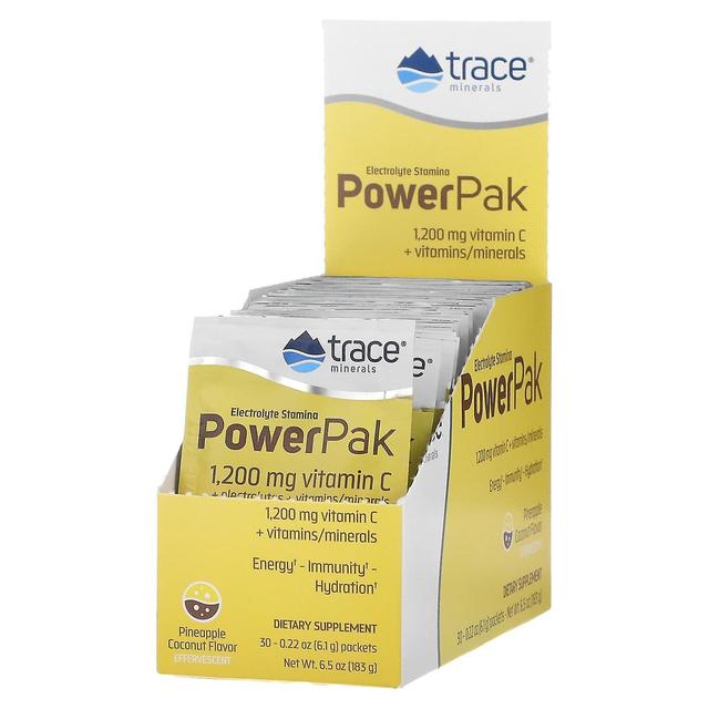 Trace Minerals Spårmineraler , Elektrolyt Stamina PowerPak, Ananas kokosnöt, 30 paket, 0.22 oz (6.1 g) vardera on Productcaster.