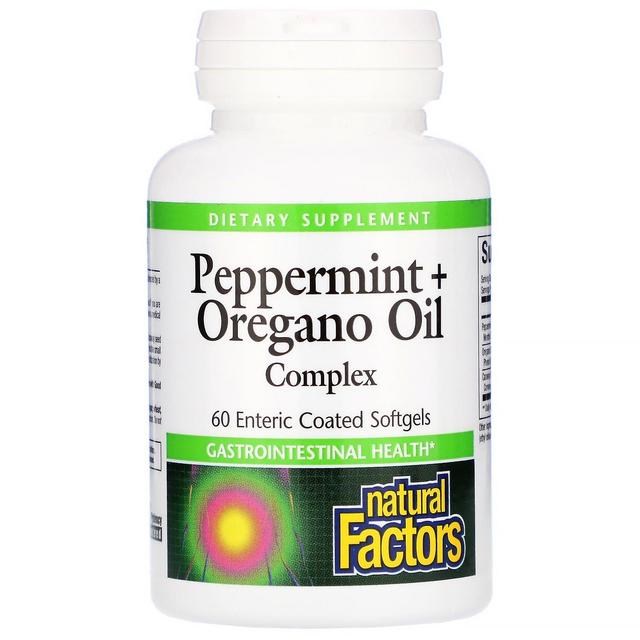 Natural Factors, Peppermint + Oregano Oil Complex, 60 Enteric Coated Softgels on Productcaster.