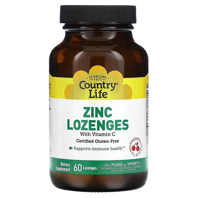 Country Life, Zinc Lozenges with Vitamin C, Cherry, 60 Lozenges on Productcaster.