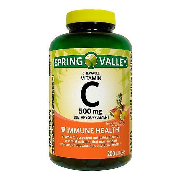 Spring Valley Comprimidos mastigáveis de vitamina c do vale da primavera, frutas tropicais, 500mg, 200 ct on Productcaster.