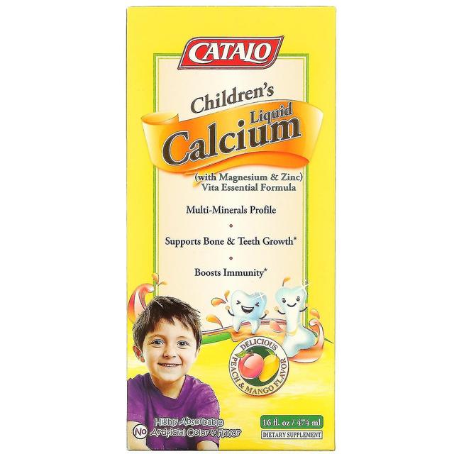 Catalo Naturals, Children's Liquid Calcium with Magnesium & Zinc, Peach and Mango, 16 fl oz (474 ml) on Productcaster.