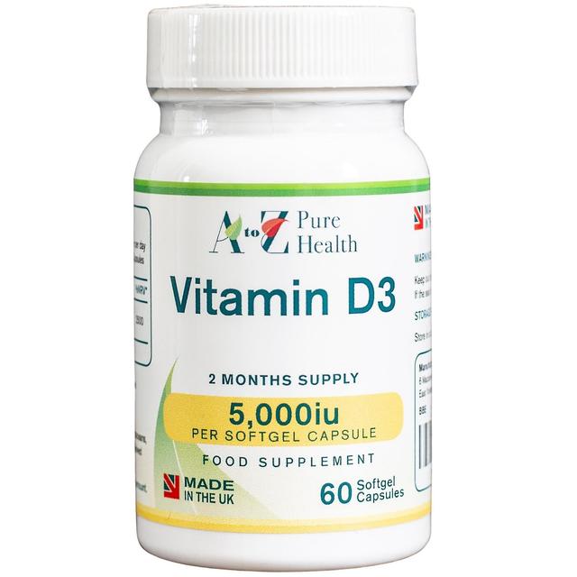 A to Z Pure Health Vitamin D3 5000iu 60 Softgels on Productcaster.