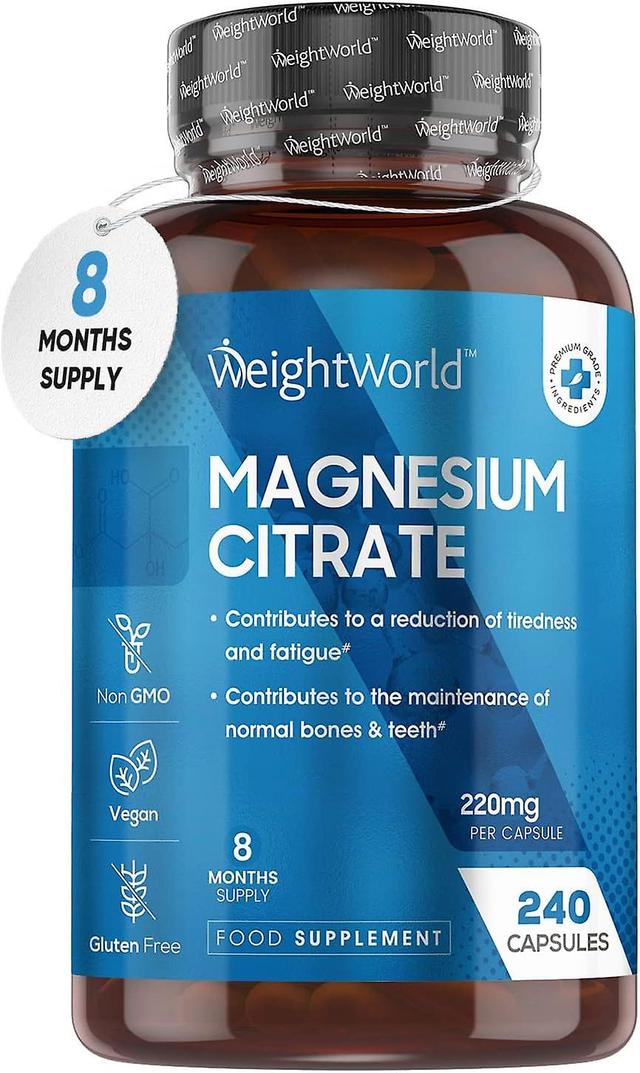 Magnesium citrat 240 kapsler 740mg for knogler & tænder muskel energi supplement af WeightWorld on Productcaster.