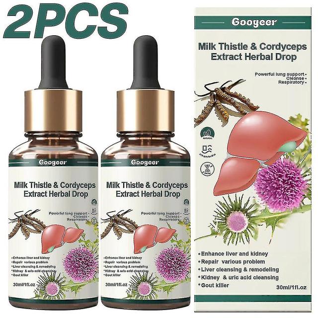 1/2pcs Milk Thistle Cordyceps Liquid Drops, Liver Support For Liver And Kidney Cleanse Detox Repair, Herbal Extract 2psc on Productcaster.