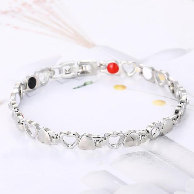 Stainless Steel Magnetic Therapy Bracelet Adjustable Bangle For Women Pain Relief Silver on Productcaster.