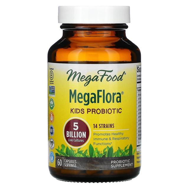 MegaFood, Børn Probiotic, MegaFlora, 5 milliarder CFU, 60 kapsler on Productcaster.