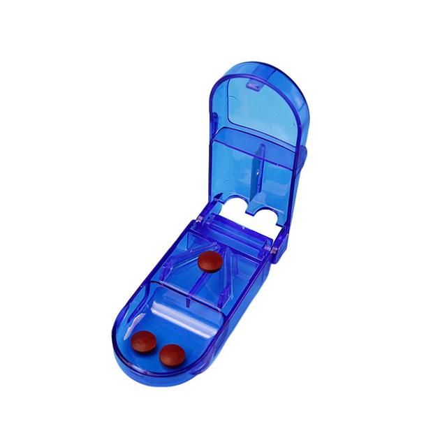 Medicine Cut Compartment Box Holder Safely Cut Pills And Vitamins Dividing Device For Medication Divider Blue on Productcaster.