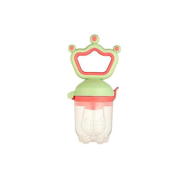 Baby Fruit And Vegetable Food Supplement Trainer Crown Rotary Propulsion Design Silicone Biter, Green on Productcaster.