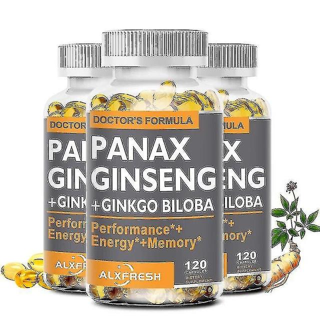 Alxfresh Ginseng & Ginkgo Capsules - Premium Non-gmo/vegetarian Superfood - Traditional Energy Booster & Brain Booster 3X Bottle 60pcs on Productcaster.