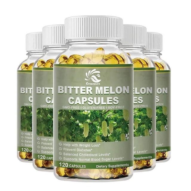 Visgaler Bitter Melon Extract 2,500 mg - 60/120 Vegan Capsules (100% Vegetarian, Non-GMO, Gluten-Free) 5 Bottle 60 pills on Productcaster.