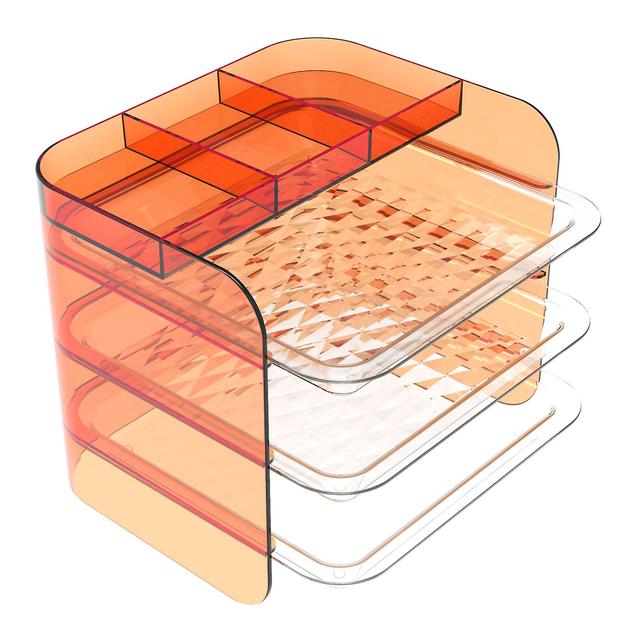 Multi Layer Sortering Tray Akryl Tray Organizer for kosmetikk Kjøkken Side Dish Stabling Oppbevaringsstativ 3 Tier Orange on Productcaster.