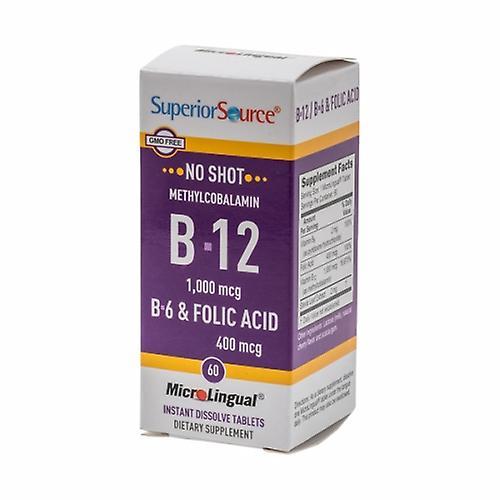 Superior Source Vynikajúci zdroj bez výstrelu metylkobalamín B-12 s B-6 a kyselinou listovou, 400 mcg, 60 tabliet (balenie po 1) on Productcaster.