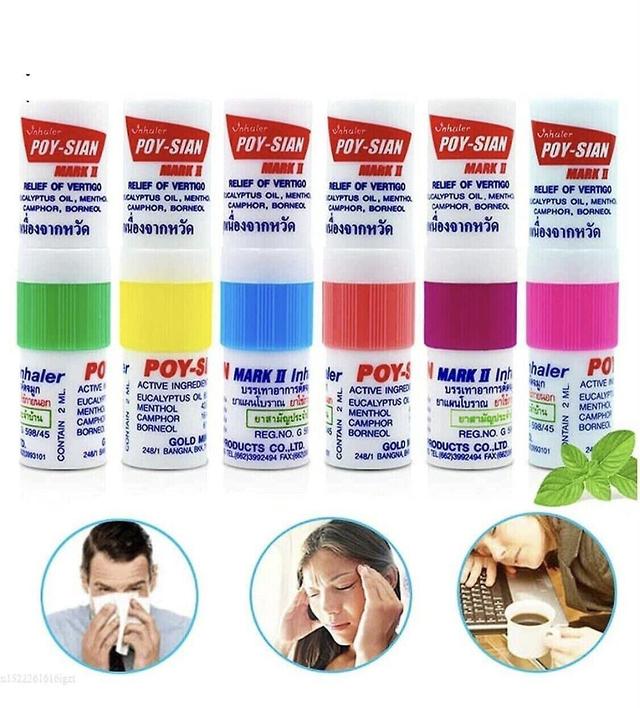 Szasdz 6 Pcs Poy-sian Mark Ii tailandês Natural Herb inalador nasal nariz de uso duplo para refrescar o cérebro e prevenir a sonolência reduzir a t... on Productcaster.