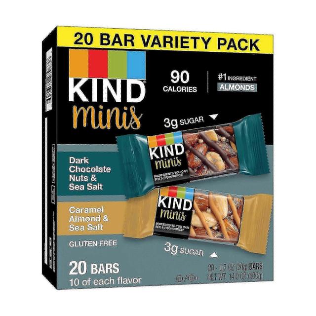 Kind minis chocolate escuro & caramelo amêndoa sem glúten barras de energia, 20 ea on Productcaster.