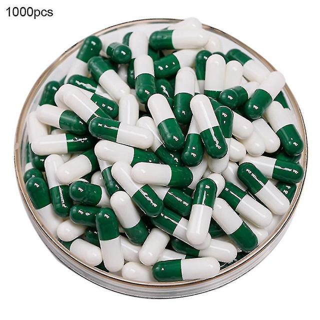 1000pcs Transparent Hollow Gelatin Empty Separated Medical Powder Capsule Shells White Green on Productcaster.