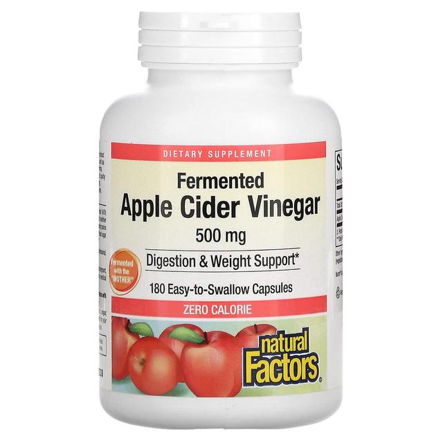 Natural Factors, Fermented Apple Cider Vinegar, 500 mg, 180 Easy to Swallow Capsules on Productcaster.