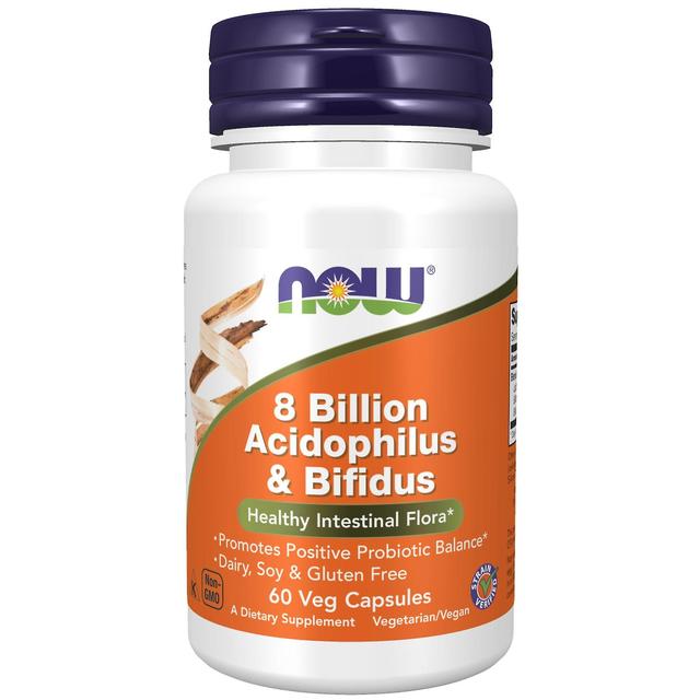 NOW Foods 8 Billion Acidophilus & Bifidus 60 Veg Capsules on Productcaster.