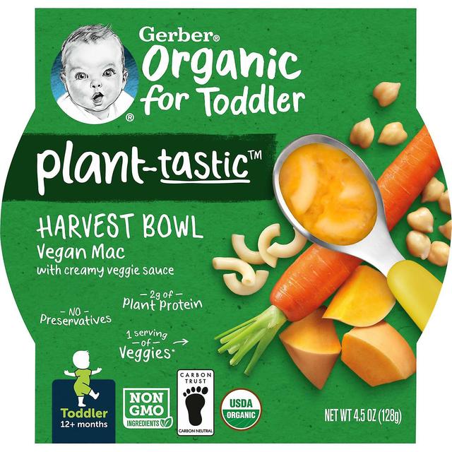 Gerber, Organic For Toddler, Plant-Tastic, Harvest Bowl, 12+ Months, Vegan Mac with Creamy Veggie Sa on Productcaster.