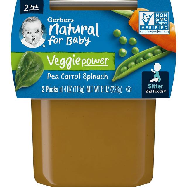 Gerber, Natural for Baby, Veggie Power, 2nd Foods, Espinafre de cenoura de ervilha, 2 Pack, 4 oz (113 g) Cada on Productcaster.