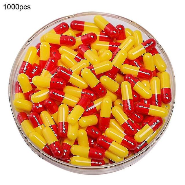 1000pcs Transparent Hollow Gelatin Empty Separated Medical Powder Capsule Shells Red Yellow on Productcaster.