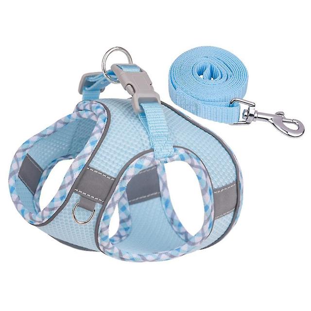 Scacv Reflective Dog Harness Adjustable Breathable Pet Vest With Leash Heavy Duty Sturdy Dog Halter Light Blue S on Productcaster.