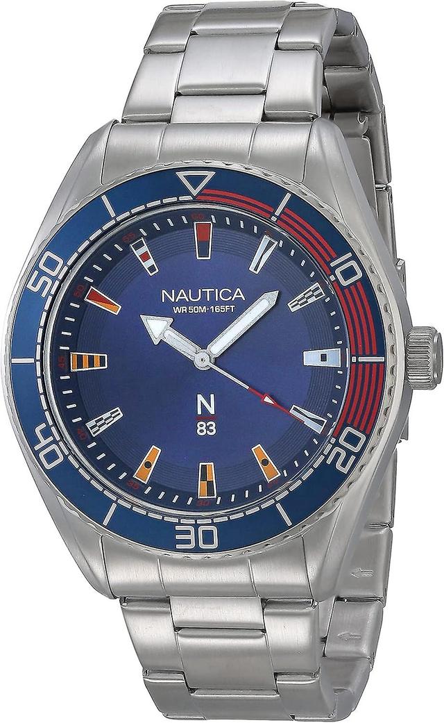 Nautica miesten kello NAPFWS004 hopea ja sininen on Productcaster.