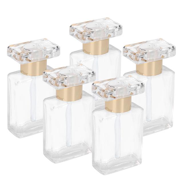 5pcs Transparent Glass Empty Essential Oil Bottle Travel Portable Refillable Perfume BottleGold on Productcaster.