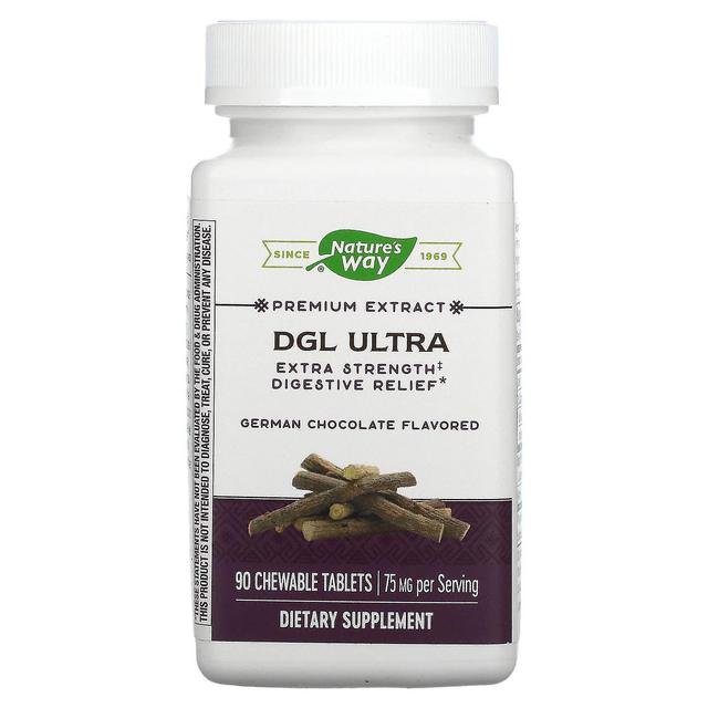 Nature's Way, DGL Ultra, Extra Strength Digestive Relief, German Chocolate, 75 mg, 90 Chewable Table on Productcaster.