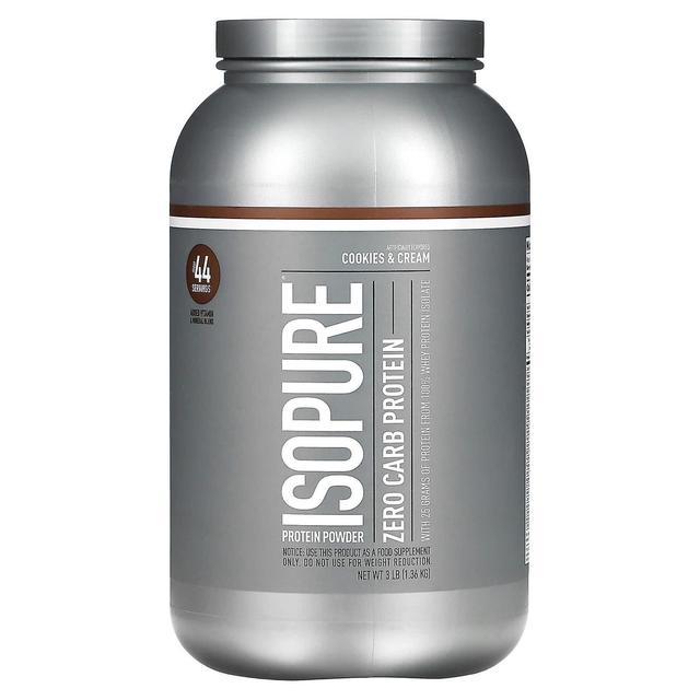 Isopure, Zero Carb, Protein Powder, Cookies & Cream, 3 lb (1.36 kg) on Productcaster.