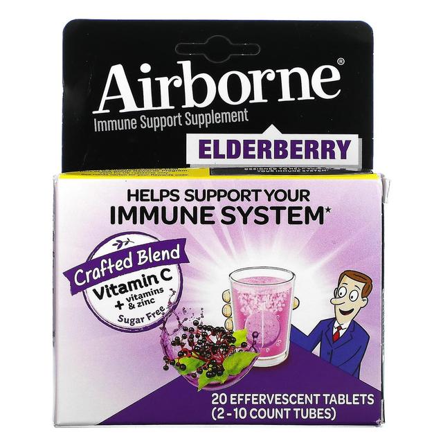 AirBorne, Immune Support Supplement, Elderberry, 2 Tubes, 10 Effervescent Tablets Each on Productcaster.