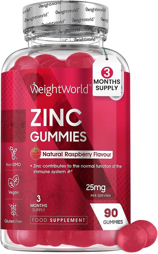 Zinok 90 gummies 25mg pre vlasy, pokožku, nechty, podporu imunity Energetický doplnok podľa WeightWorld on Productcaster.