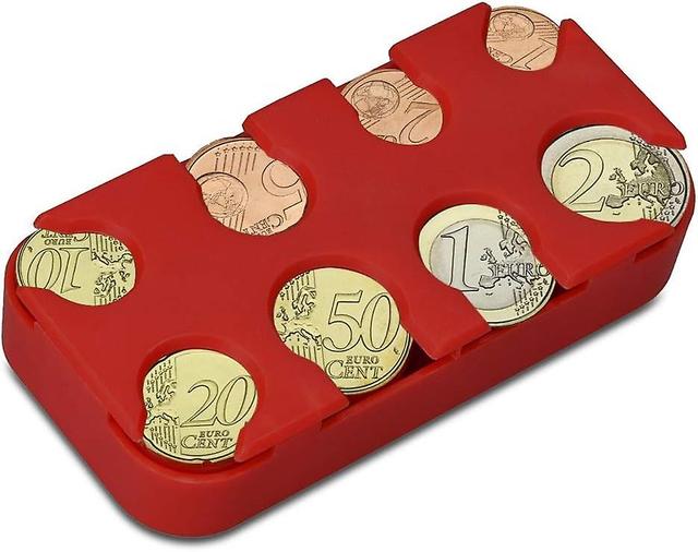 Dewenwils Dww-organiseur Pices De Monnaie - Rouge - Bote De Rangement Euros Avec 8 Compartiments - Pour Voiture Sac Main on Productcaster.