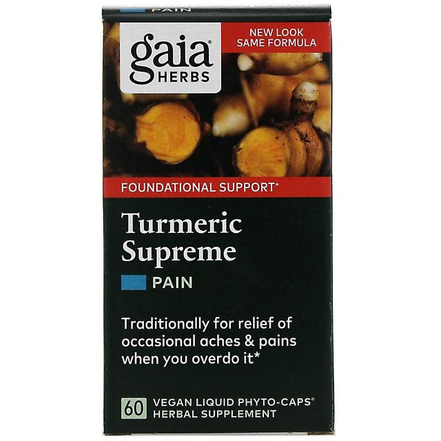 Gaia Herbs, Turmeric Supreme, Pain, 60 Vegan Liquid Phyto-Caps on Productcaster.