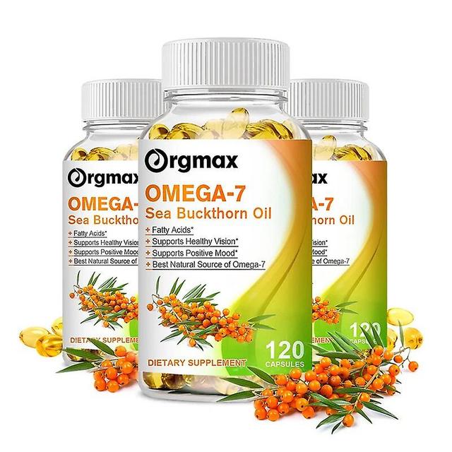 Visgaler Orgmax Omega 7 Sea Buckthorn Capsules Fatty Acids Vitamin Minerals Relief Eyes Fatigue Boost Vision Skin Cardiovascular Health 120 pcs 3 b... on Productcaster.