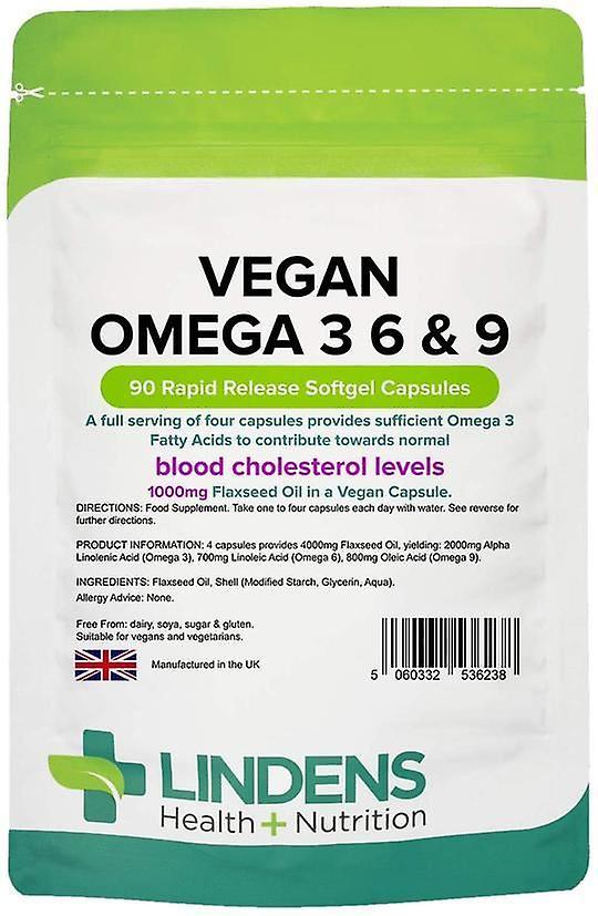 Lindens Vegan Omega 3 6 & 9 - 1000mg Flaxseed Oil - 90 Capsules on Productcaster.