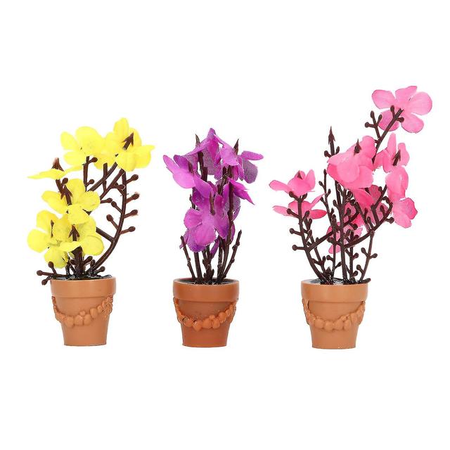 3pcs 1:12 Dollhouse Flower Pot Multicolor Decorative Simulation Resin Miniature Potted Plants for Dollhouse Accessories on Productcaster.