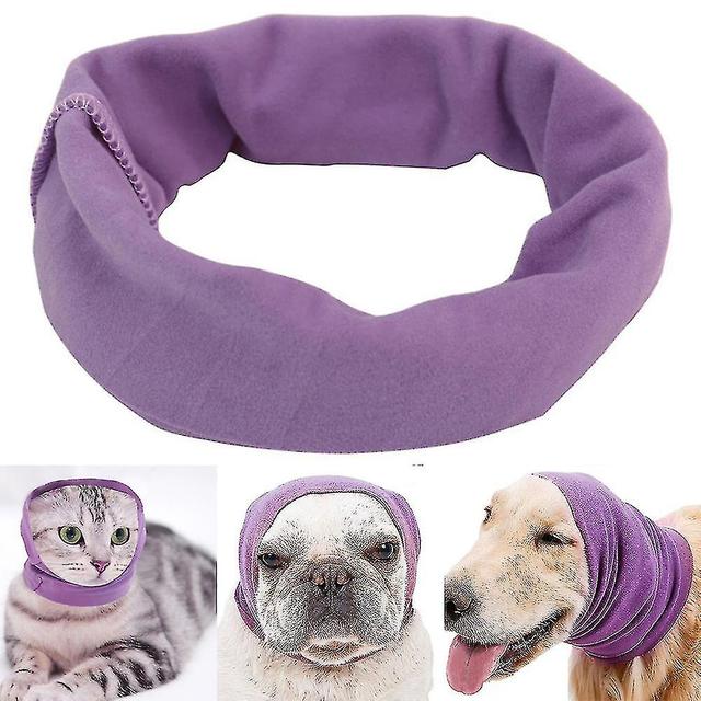 Hond Rustige Oorhoezen Voor Gehoorbescherming, Kalmerende Oor Snood Muffs Voor Honden / Katten - Capuchon Voor Angst Verlichting / Warm Paars L on Productcaster.