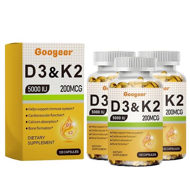 Boost Your Health with GOOGEER Vitamin D3 5000 IU and Vitamin K2 200MCG Vitamin D3 K2 High Strength Supplement 3bottles on Productcaster.