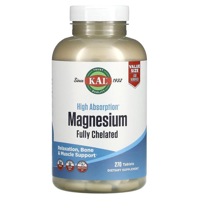 KAL, High Absorption Magnesium, Fully Chelated, 270 Tablets on Productcaster.